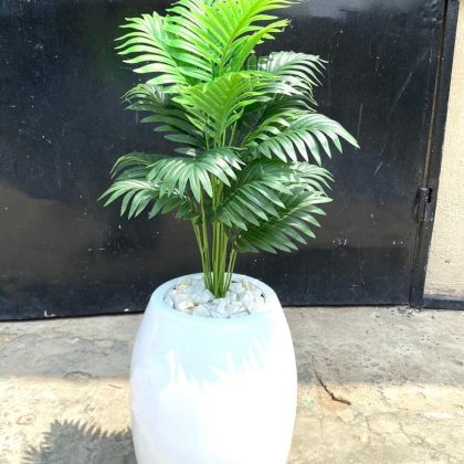 Artificial Small Palm Potted with Classic Fiberglass Vase