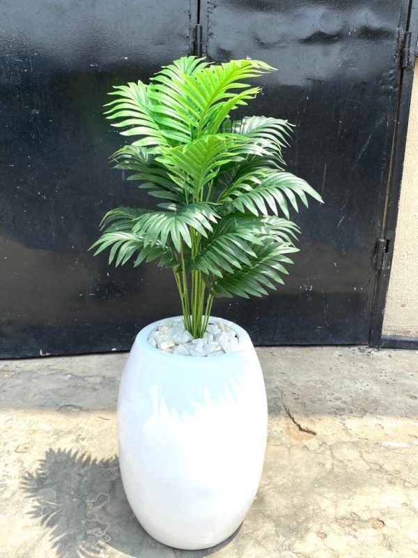 Artificial Small Palm Potted with Classic Fiberglass Vase