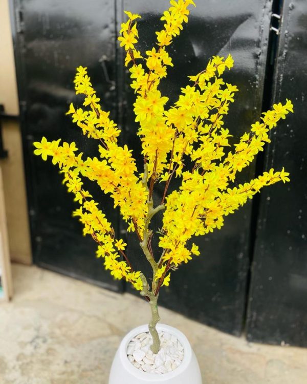 Artificial Primrose Tree Potted with Classic Fiberglass Vase