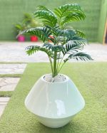 Onion Fiberglass Vase Potted with Artificial Palm