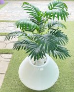 Onion Fiberglass Vase Potted with Artificial Palm