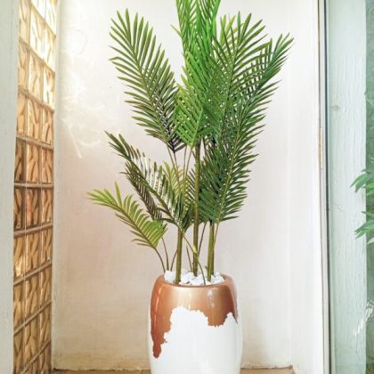 60cm Classic Fiberglass Pot With Six Stems Palm Plants