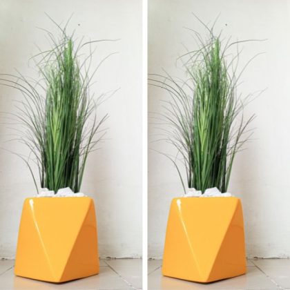 Artificial Grass Plant Potted With Galaxy Fiberglass Vase