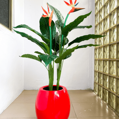 Paradise bird artificial plant potted with 33cm egg classic pot