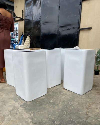 CUBOID FIBERGLASS FLOWER PLANTERS - Height: 65cm