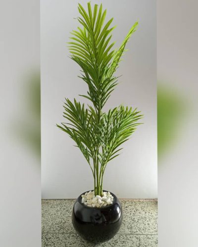 Artificial Palm Plants Potted with 25cm Fiberglass Planter