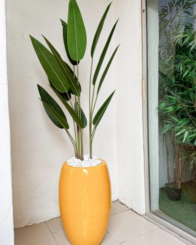 Artificial Banana Plant Potted With a Fiberglass Vase - 180cm height