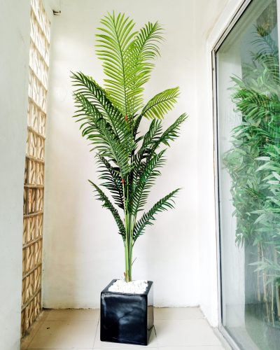 Artificial Potted Combo Palm Plant With A Fiberglass Pot - 230cm Height