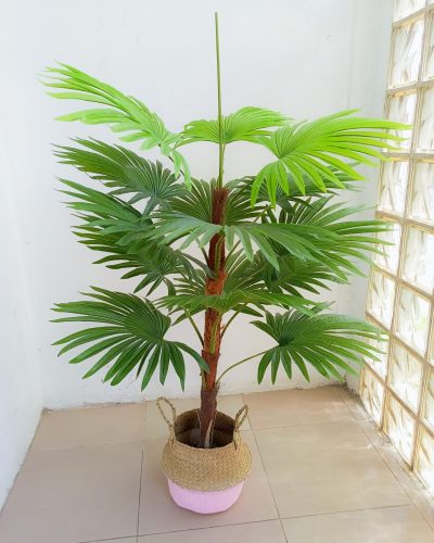 Fake Palm Plant In Seagrass Basket - Height 120cm