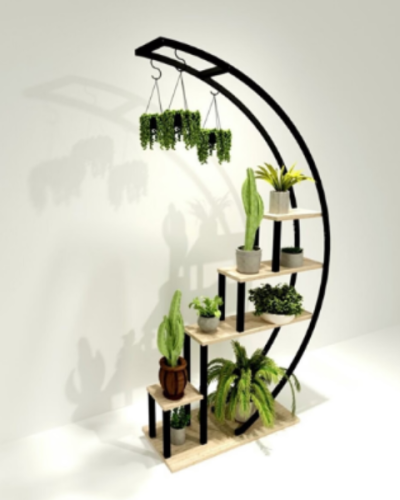 Semi circle metal plant stand