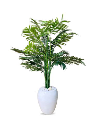 Synthetic Palm Plant Potted With Apple Fiberglass Flower Pot - Height: 135cm