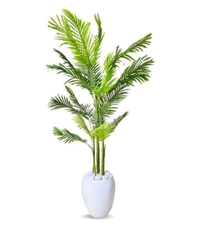 21 Leaves Palm Plant Potted With Apple Fiberglass Flower Pot - Height: 165cm