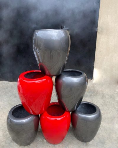 LIGHTWEIGHT FIBERGLASS FLOWER VASES - (APPLE SHAPE VASE)