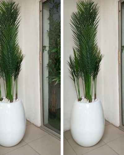 Apple Fiberglass Vase Potted With Artificial Five Stems Palm