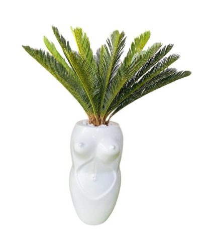 Artificial Cycas Palm Potted in Fiberglass Sisi Vase