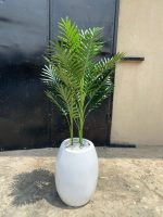 Classic Fiberglass Vase Potted With Artificial Palm Plant