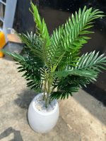 Classic Fiberglass Vase Potted With Artificial Palm Plant | Height: 180cm - Image 3