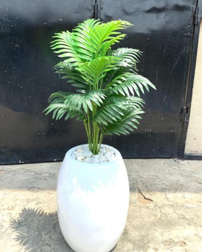Artificial Small Palm Potted with Classic Fiberglass Vase