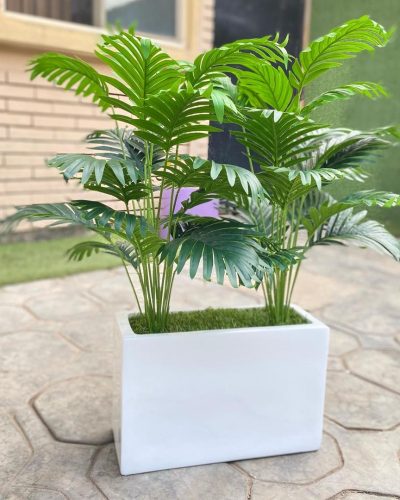 Artificial Palm Potted With Square fiberglass Vase