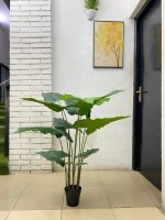 Elegant Cocoyam Plant with Dark Leaves – 130cm Indoor Artificial Plant for Stylish Decor - Image 2