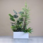 Elegant Indoor Artificial Greenery Landscaping Design with Fiberglass Planters for Office and Home - Image 6