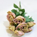 9 Heads Bouquet Camellia Artificial Flowers | Wedding and Home Decoration Floral setup Roses (PN-2) - Image 2