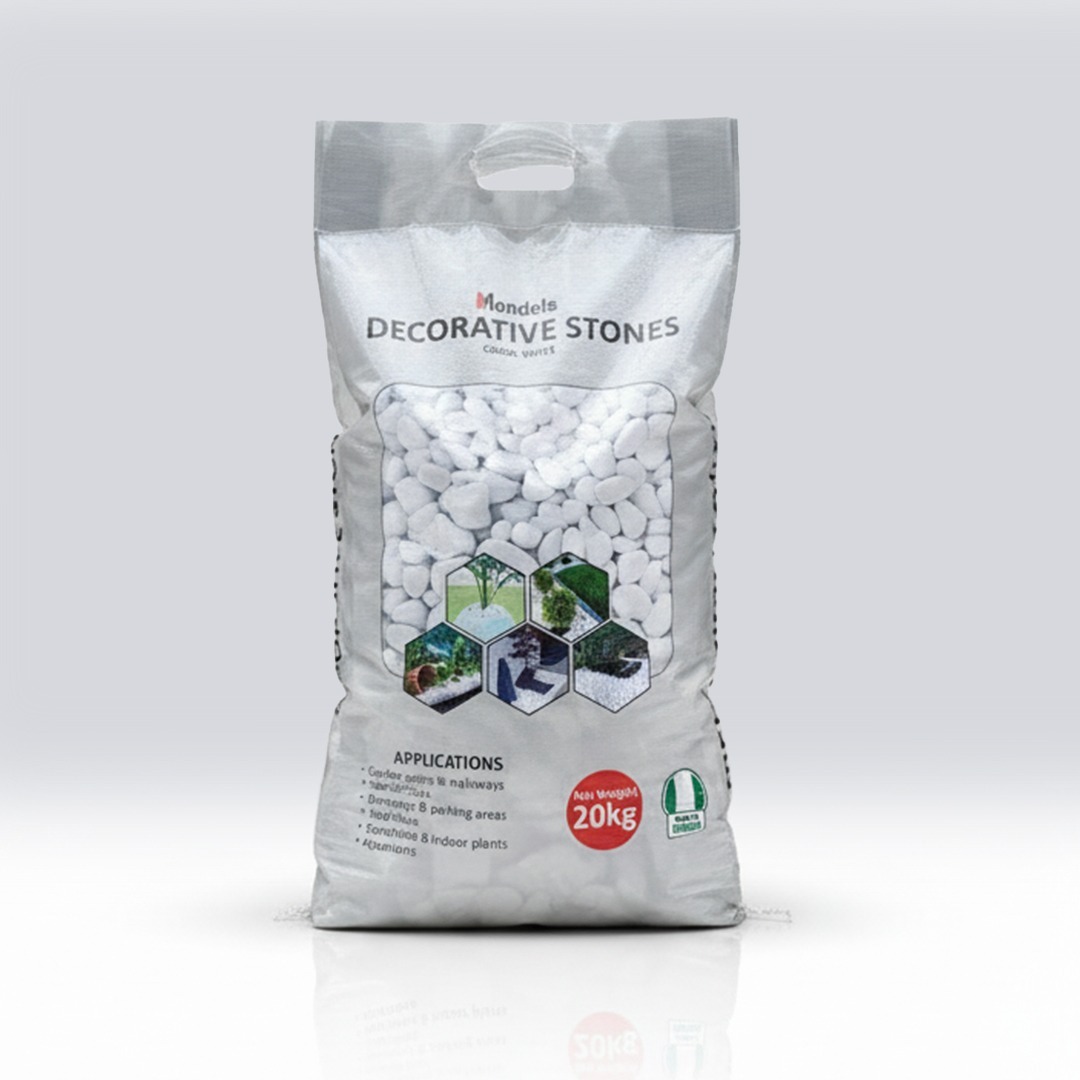 white stones Mendels Decorative White Stone – 20kg - Image 1