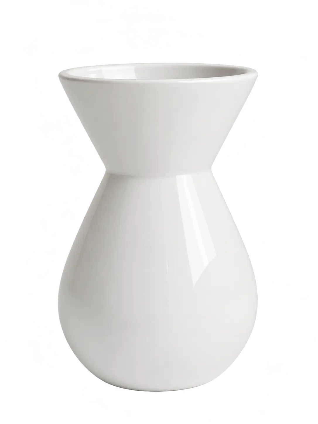 Glossy White Hourglass Vase